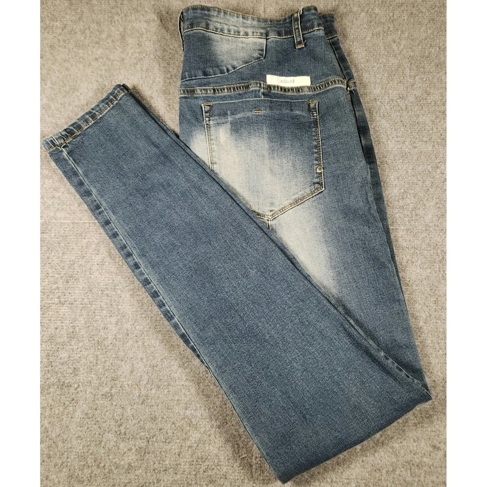 Kollar Jeans Mens 36 Basic Denim Indigo Blue Faded Skinny Stretch Excellent